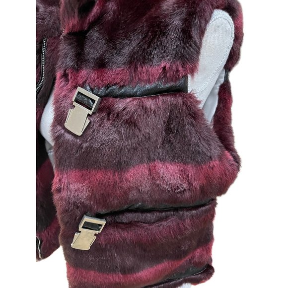 Vintage Baby Phat Faux Fur Vest Dark Red/Black Women's Size Medium Y2K - Picture 6 of 10